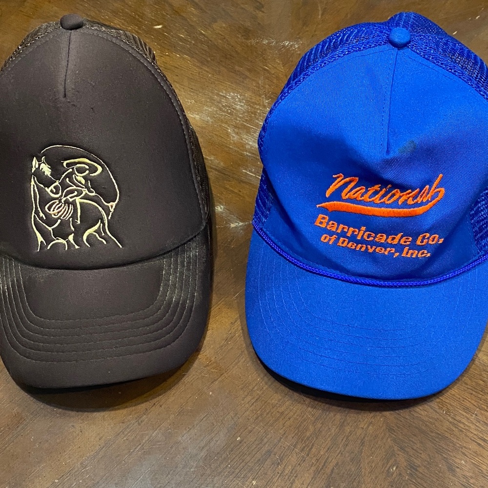 Brown and Blue Trucker Hats